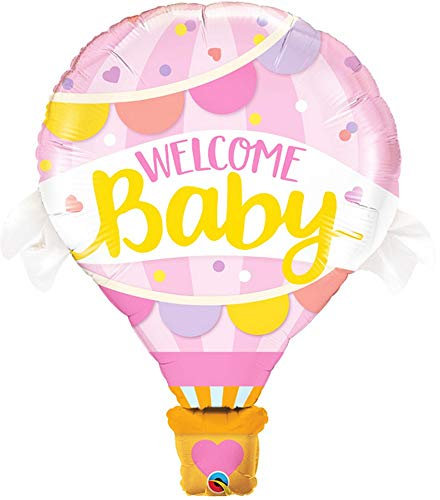 Qualatex Welcome Baby Luftballon, Rosa