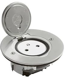 Legrand 089770 Prise de Sol Simple Surface avec Platine Ronde, 2P+T, 16A, 250V, Inox