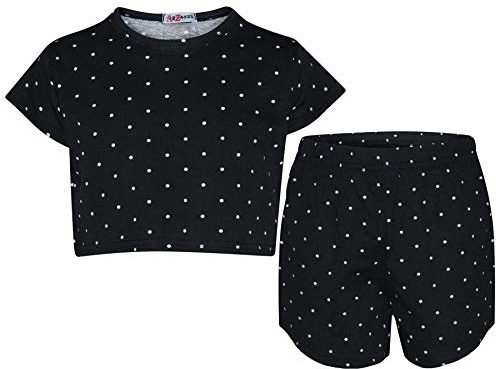 A2Z 4 Kids Girls Polka Dot Top Summer Shorts Set Soft Stretchy Trendy Outfit
