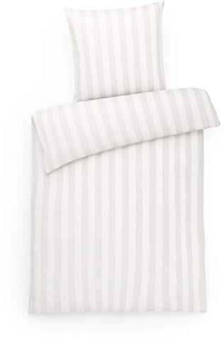 Carpe Sonno Damast Bettwäsche 135x200 cm Baumwolle | Hotel Bettwäsche Grau Silber | Bettbezug 135 x 200 | Bettwaren & Bettwäsche-Sets