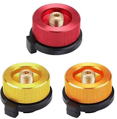 GOODGDN Camping Stove Connector Gas Bottle Adaptor Split Type Furnace Converter for Butane Canister to Screw Gas Cartridge (Red,Gold,Orange)
