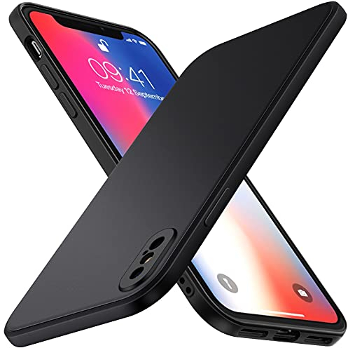 iVoler Cover in Silicone per iPhone XS/iPhone X 5.8 pollici con Protezione Della Fotocamera, Ultra Sottile Custodia in TPU Morbida Anti-Graffio Antiurto Protettiva Case, Nero