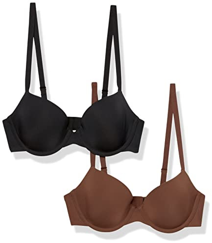 Amazon Essentials Women's Half-Cup Microfibre Bra with Adjustable Straps - Discontinued Colours, Pack of 2, Deep Brown, 38A