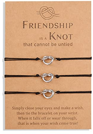 YELUWA 3 Pcs Freundschaft Knoten Unendlichkeit Armbänder Für Beste Freunde Bestie Frauen Mädchen Schwester Bff Brautjungfer Tochter Für Entfernung Übereinstimmung Einstellbare Geburtstag Geschenk