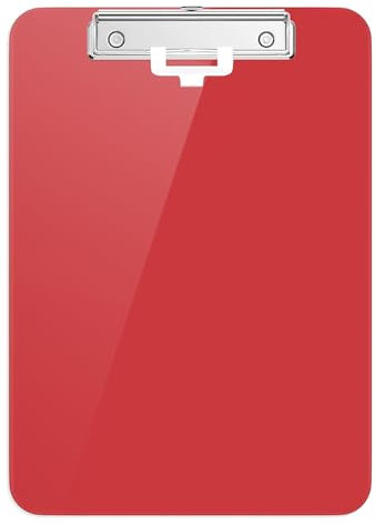 Hnogri Kunststoff-Klemmbrett, Standard A4 Letter Size Klemmbretter für Studenten, Büro und Frauen, Zwischenablage mit Stifthalter und Low Profile Clip, Größe 12,5 x 9 Zoll, (Rot)
