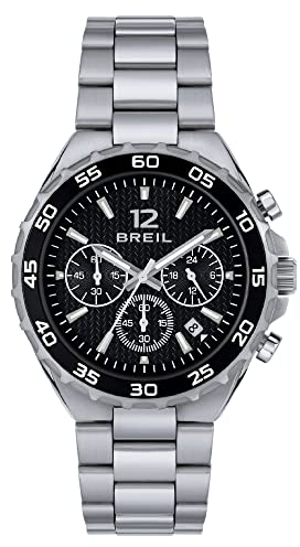 Breil Uhr Herren Highway Ziffernblatt SCHWARZ Bewegung Chrono Quartz e Bracelet Stahl Silber TW1947
