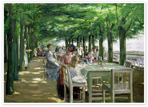 Terrasse vom Restaurant Jacob in Nienstedten an der Elbe Poster | 80 x 60 cm von Max Liebermann Grün Wandbilder Wanddeko
