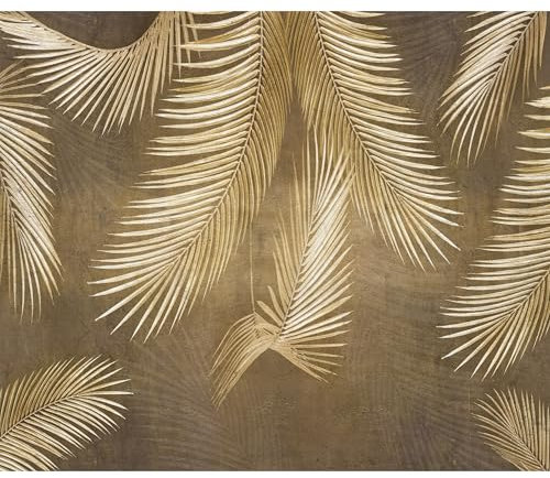 decomonkey Fototapete Blätter 400x280 cm Tapete Fototapeten Vlies Tapeten Vliestapete Wandtapete moderne Wand Wandbild Schlafzimmer Wohnzimmer Wanddeko Palmen Laub braun