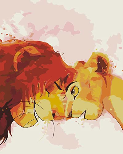 SULISO Malen Nach Zahlen Erwachsene, DIY Handgemalt Ölgemälde Kits für Anfänger, Kinder und Erwachsene, Paint by Numbers,Weihnachtsgeschenke Home Haus Deko,Ohne Rahmen 40x50cm,Couple de lions