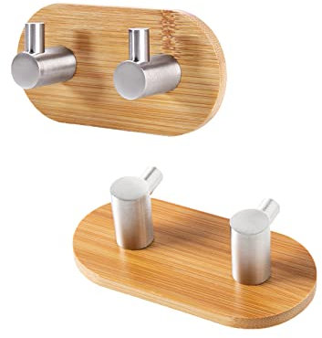 TSQZE Handtuchhaken Selbstklebend Bequertige Haken, 2 Stück Edelstahl Starke Haken Wandhaken Zum Aufhängen, Decke, Arbeitsplatz, Garage, Küche, Camping Van (2P)