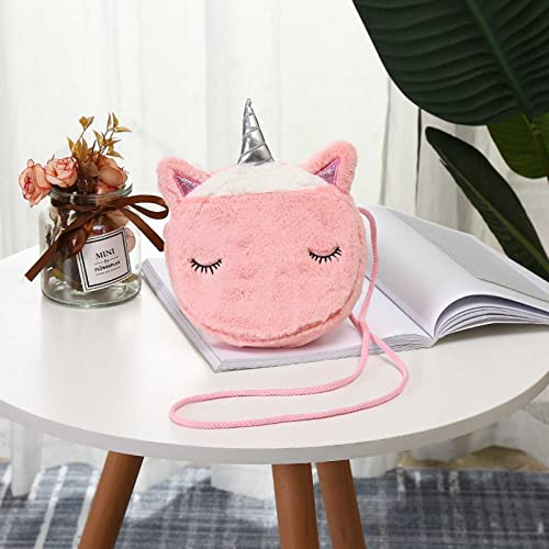 WolinTek Süße Plüsch Einhorn Umhängetasche für Mädchen,Süße Kinder Umhängetasche Mädchen Handtasche Schultertasche Plüsch Geldbeutel Kindertasche