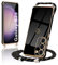 Micoden Coque pour Samsung Galaxy S23 5G Silicone avec Collier avec Motif Coeur d'amour Mignon Etui Housse avec Cordon Tour de Cou Lanière en Corde pour Samsung Galaxy S23 5G(Noir)