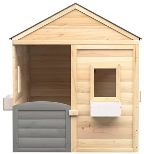 vidaXL Casetta con Porta Chiudibile e Vasi Fiori Legno Massello Abete, casetta con Fiori, casetta da Gioco, casetta da Gioco da Esterno