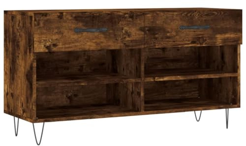 vidaXL Schuhbank Räuchereiche 102x35x55 cm Holzwerkstoff