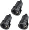CJBIN Schuko Kupplung, 3 Stück Schutzkontakt-Gummikupplung mit Knickschutztülle, Aussen Wasserdicht Eurostecker Kupplung 230V 16A, Bruchfest Schutzkontakt Kupplung Ohne Kabel, Schwarz