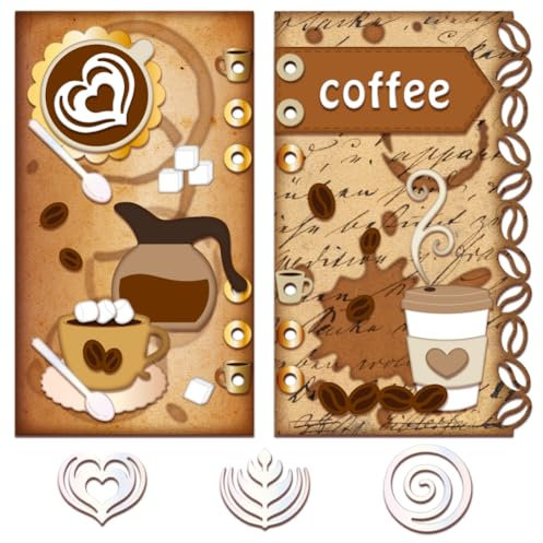 GLOBLELAND Kaffee-Seiten-Stanzformen für Kartenherstellung, Album, Seite, Stanzform für DIY, Scrapbooking, Tagebuch, Prägepapier, Basteldekoration
