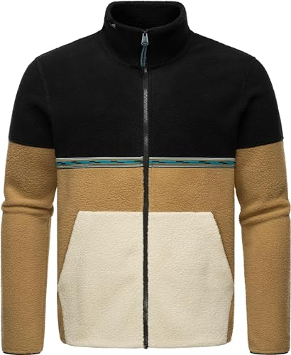 Ragwear Herren Fleecejacke kurzer kuscheliger Sweater warm mit hohem Kragen Lonndy Black Gr. XXL