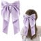 FEXPDL Hair Bow Purple Big Hair Bows for Women, Solid Color Bow Hair Clips with Long Ribbon, Soft Satin Silky Bow Hair Clip French Purple Hair Bows Cute Gifts for Women Girls (Purple)