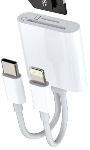 Tipo C Lightning a Lector de Tarjetas SD Micro SD Adaptador USB C para Apple iPhone 15 Pro MAX Plus para iPad Macbook Air Compatible con Samsung Card Reader Compact Flash Conector Memory Stick Cable