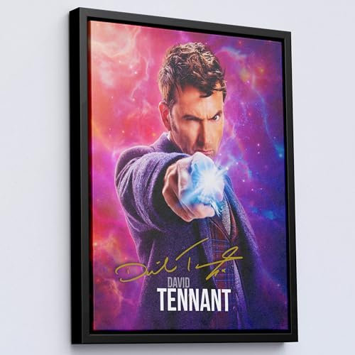 HWC Trading David Tennant Dr Who 16 x 12 inch Canvas Print Signed Autograph for TV Show Fans - Black Framed Canvas