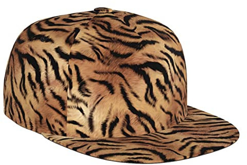 Fxuyyok Lustiger verstellbarer Snapback-Hut mit Tierdruck für Damen und Herren, Hip-Hop-Kappe, Baseballkappe, flache Krempe, Tiger Print 02, One size