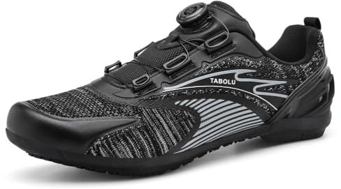 Herren Fahrrad Sneaker Flat Pedal Mountainbike Schuhe ohne Stollen Rennradschuhe,Schwarz,44 EU