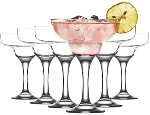 TRESV Set de 6 Copas de Cristal de 300 cc, Copas de Cocktail de Cristal, Copa Margarita, Aptas para Lavavajillas