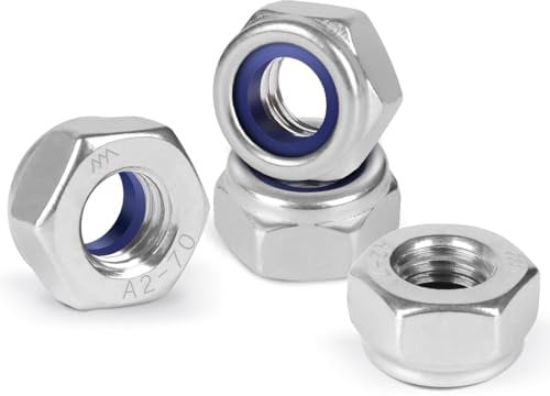 BOUMVID Dadi di Bloccaggio M6, 20 Pezzi Esagonali Dado di Autobloccanti Sicurezza in 304 Acciaio Inox A2 V2A, Dado Esagonale DIN 985, Dadi di Arresto, per Viti Bulloni Filettati Inserti