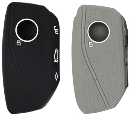 KULCSOK Schlüsselanhänger-Hülle, kompatibel mit BMW IX X1 X5 50e X6 Xdrive40i X7 2025 2024 2023 7 Series i7 XM Schlüsselhülle Silikon Schlüsselhalter Schlüsselschutz (Schwarz + Grau)