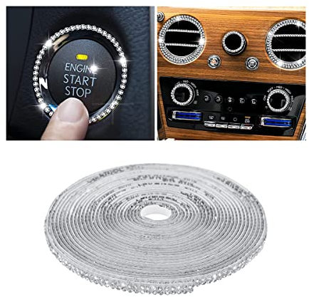 Adunsiaoto Rouleaux Ruban En Cristal Strass Diamant, Bande Autocollante Diamantée En Cristal, Bande Autocollante Bling Car Trim, Bling Autocollant Strass Pour Accessoires Automobiles(Blanc)