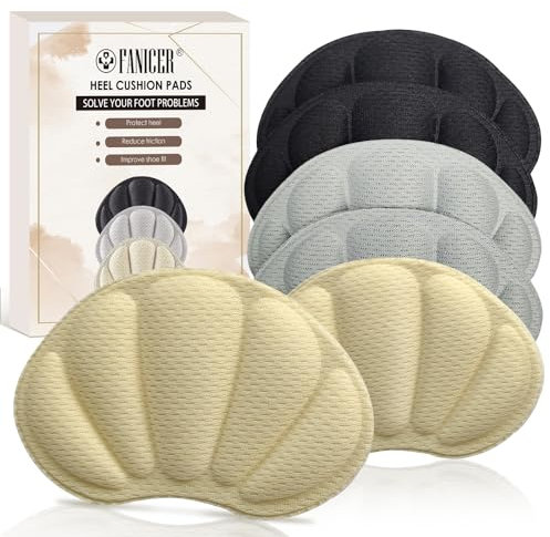 6 Stück Fersenschuhpolster für Schuhe, Premium Fersenpolster Schuheinlagen, Fersenschutzpolster gegen Reibung Fersenpads Antirutsch Einlagen für Männer Frauen (Grau&Schwarz&Hautfarben)