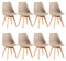 EGGREE Lot de 8 Chaise Salle à Manger Scandinaves SGS Tested Chaise Rembourrée de Cuisine, Rétro Chaise de Bureau avec Pieds en Bois de Hêtre Massif, Kaki Clair