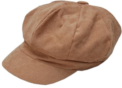 Cool4 Fein Cord Ballonmütze Cord Bakerboy Mütze Baumwolle Cap Visor Vintage A05 (Beige) (57)