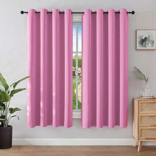 Joydeco Tende Oscuranti per Interni 2 Pezzi L 106 x A 158, Tende Termiche con Occhielli Rosa Chiaro per Soggiorno Moderne, Cameretta Bambini, Camera
