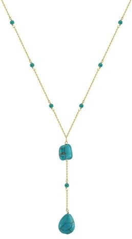 HeyMeili Pendentif Collier Turquoise Perles Statement Collier Choker Bijoux Argent 925 Plaqué Or 14k pour Femmes Filles