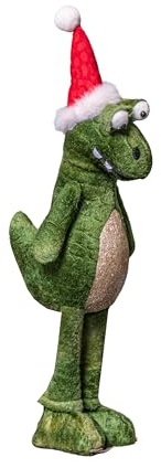 Samuel ALEXANDER 37cm Green Standing Christmas Dinosaur with Santa Hat