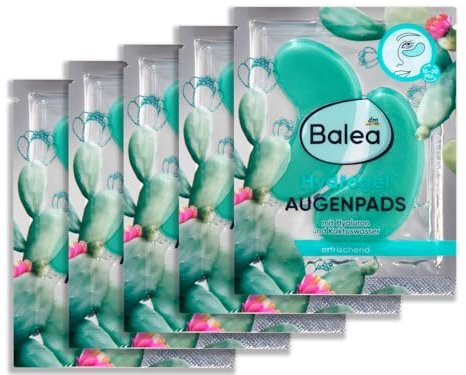 Balea Augenpads Hydrogel mit Hyaluron und Kaktuswasser (5 Paar, 5x2 Stück), 10 Augenmasken