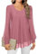 Gemulate Womens Blouse Deep Pink Chiffon Blouses for Women UK Blouse Chiffon Overlay Top Ladies Mesh Top Ladies Chiffon Tops Crew Neck Chiffon Top Evening Tops for Women UK Elegant Pink, L