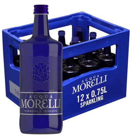 ACQUA MORELLI Sparkling Frizzante – 12 x 0,75L Glasflaschen – Premium Mineralwasser mit feiner Kohlensäure – Italienisches Quellwasser aus den Alpi Marittime für puren Genuss & feine Speisen