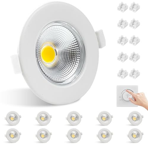Allesgute 10er LED Einbaustrahler 230V Dimmbar Weiße Einbauleuchten Flach 10W 850LM Led Spot 4000K Neutralweiß Einbauspots 65-85mm Lochmaß für Schlafzimmer Küche Wohnzimmer