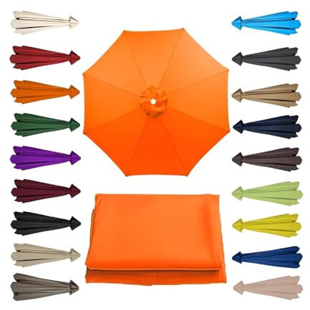 Sonnenschirm Ersatzbezug 2m 2.3m 2.5m 2.7m 3.0m 3.5m, Terrassenschirm Bespannung Stoffbezug 6/8 Streben, Gartenschirm Ersatz-Überdachung, Ersatz-Schirm für Ampelschirm, Hof, Garten(Orange Farbe)