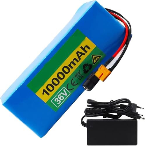 Batterie 36V 10AH Rechargeable Étanche pour E-Bike, Compatible avec Moteurs 200W à 800W, Inclus Chargeur