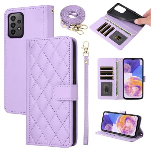 ELISORLI Handyhülle für Samsung Galaxy A52 4G/5G A52S Hülle mit Band Kartenfach Klappbar Geldbörse Ständer Leder Dünn Wallet A 52 S 52A 52S S52S S52 G5 Handy Hüllen Schutzhülle Phone Case Violett