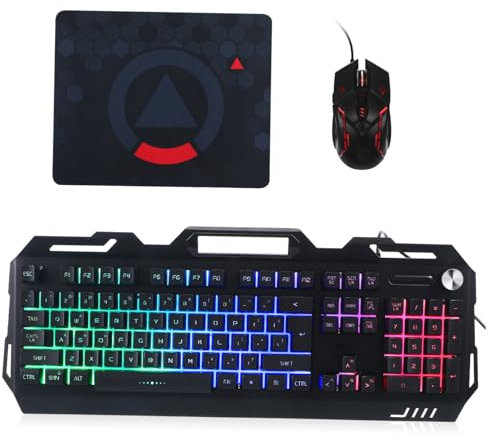 NUOBESTY Metal Gaming Keyboard and Mouse Mechanical Keyboard for Computer for Gaming and Office Scenarios