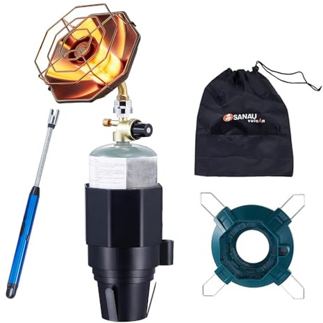 Chauffage au propane pour chariot de golf 6800BTU - Chauffage au gaz propane avec allumeur - 2 en 1 avec porte-gobelet de chariot de golf et base cylindrique - Pour tente, Finshing (carburant non