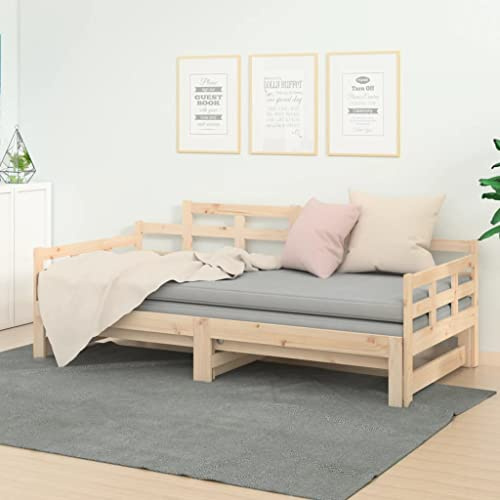 Qnhdfrt Tagesbett Ausziehbar Massivholz Kiefer 80x200 cm Multifunktionales Gästebett und Sofa für Wohnzimmer Schlafzimmer oder Gästezimmer