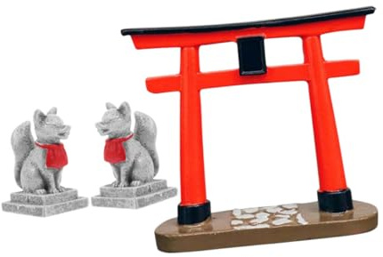 DOITOOL Torii Aquarium Dekoration Satz Kleiner Japanische Torii Skulptur Aus Polymer Kleine Gartendekoration Für Fischbecken Und Bonsai Natürliche Wohnraum Atmosphäre