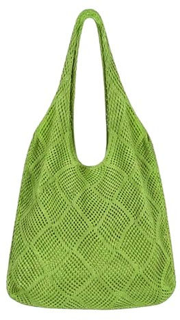 LEACOOLKEY Borsa Crochet Donna Uncinetto Borsa Mare all'Uncinetto, Tote Beach a Maglia per Vacanze Boho