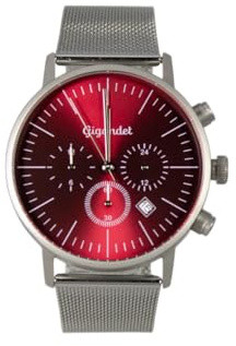 Gigandet Armbanduhr Multifunktion Herren Damen Edelstahl Silber Rot G22-009