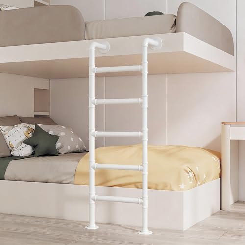 ZENSTYW Wall Mounted Bunk Bed Ladder,Metal Fire Escape Ladder,Basement Window Well Egress,for High Entrance Attic Egress,Home,Dorm,White(160cm/63in)